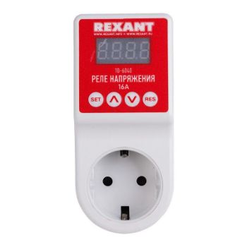 Изображение Реле напряжения «вилка-розетка» с дисплеем 16А Rexant 10-6040