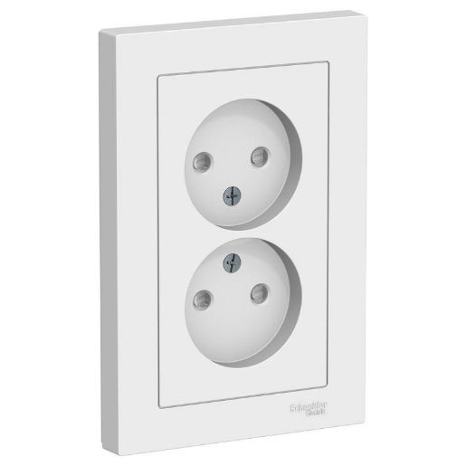 Изображение Розетка 2-м СП AtlasDesign 16А IP20 без заземл. защ. шторки в сборе бел. SE ATN000122