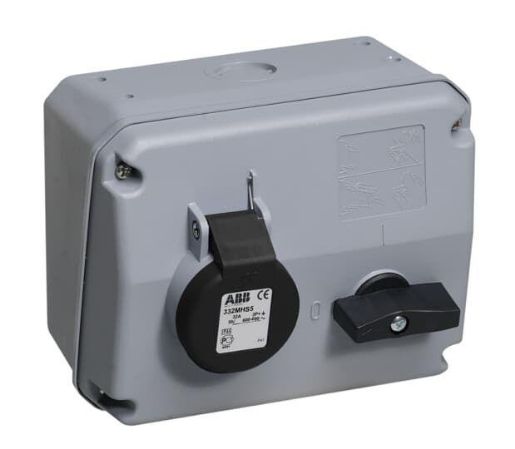 Изображение Розетка с выключателем и мех. блок. 332MHS5 32A 3P+E IP44 5ч ABB 2CMA167676R1000