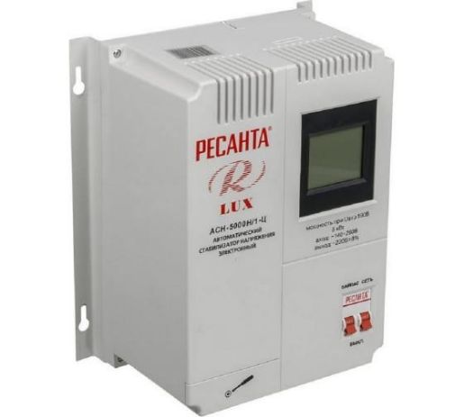 Изображение Стабилизатор напряжения АСН-5000 Н/1-Ц Lux 1ф 5кВт настен. IP20 Ресанта 63/6/16