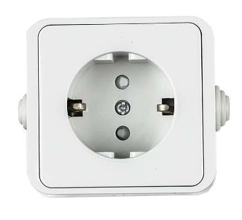 Изображение Розетка 1-м AQUA 3113 защ. шторки с заземл. п/герм. бел. ASD / IN HOME 4690612003450