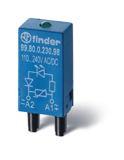 Изображение Модуль индикации и защиты LED + диод ( + A1) 6...24В DC зел. FINDER 9980902499