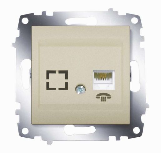 Изображение Розетка телефонная 2-м Cosmo RJ11 + гнездо механизм титаниум ABB 619-011400-221