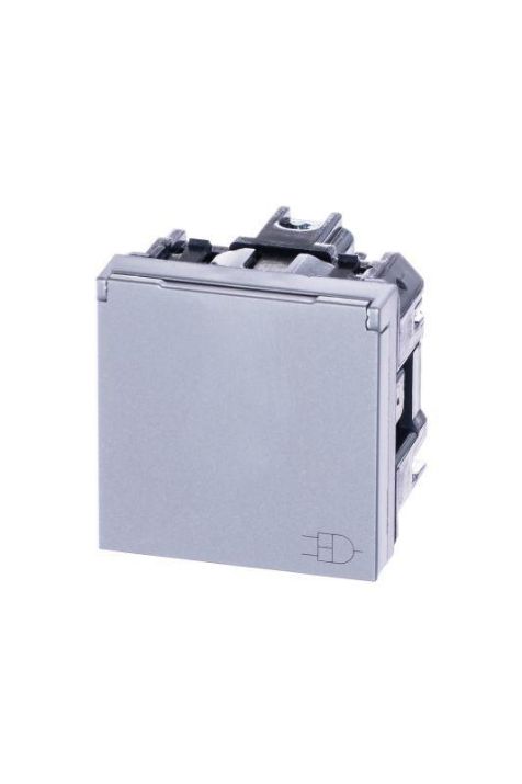 Изображение Розетка 1-м СП 2мод. Zenit 16А IP21 250В с заземл. Schuko защ. шторки с крышкой механизм серебр. ABB 2CLA228810N1301
