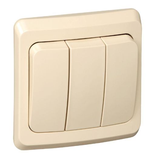 Изображение Выключатель 3-кл. СП Этюд 10А IP20 крем. SE BC10-003K